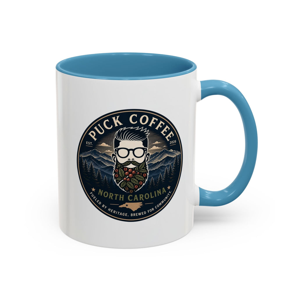 Puck Coffee North Carolina Accent Mug – Mountain Roaster Logo 11/15oz