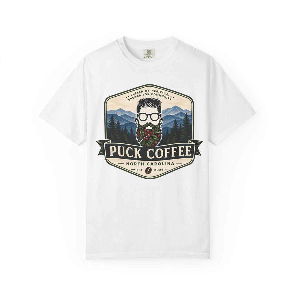 Puck Coffee Graphic T-Shirt — Mountain Beard Coffee Logo Tee