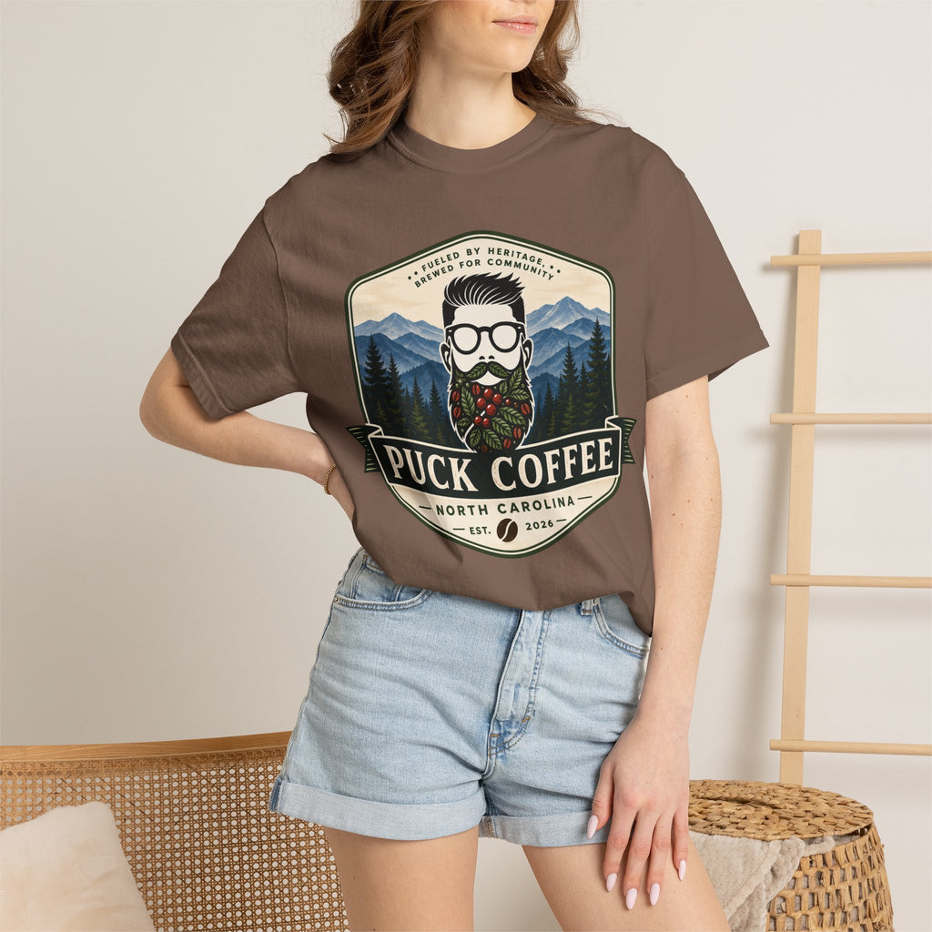 Puck Coffee Graphic T-Shirt — Mountain Beard Coffee Logo Tee