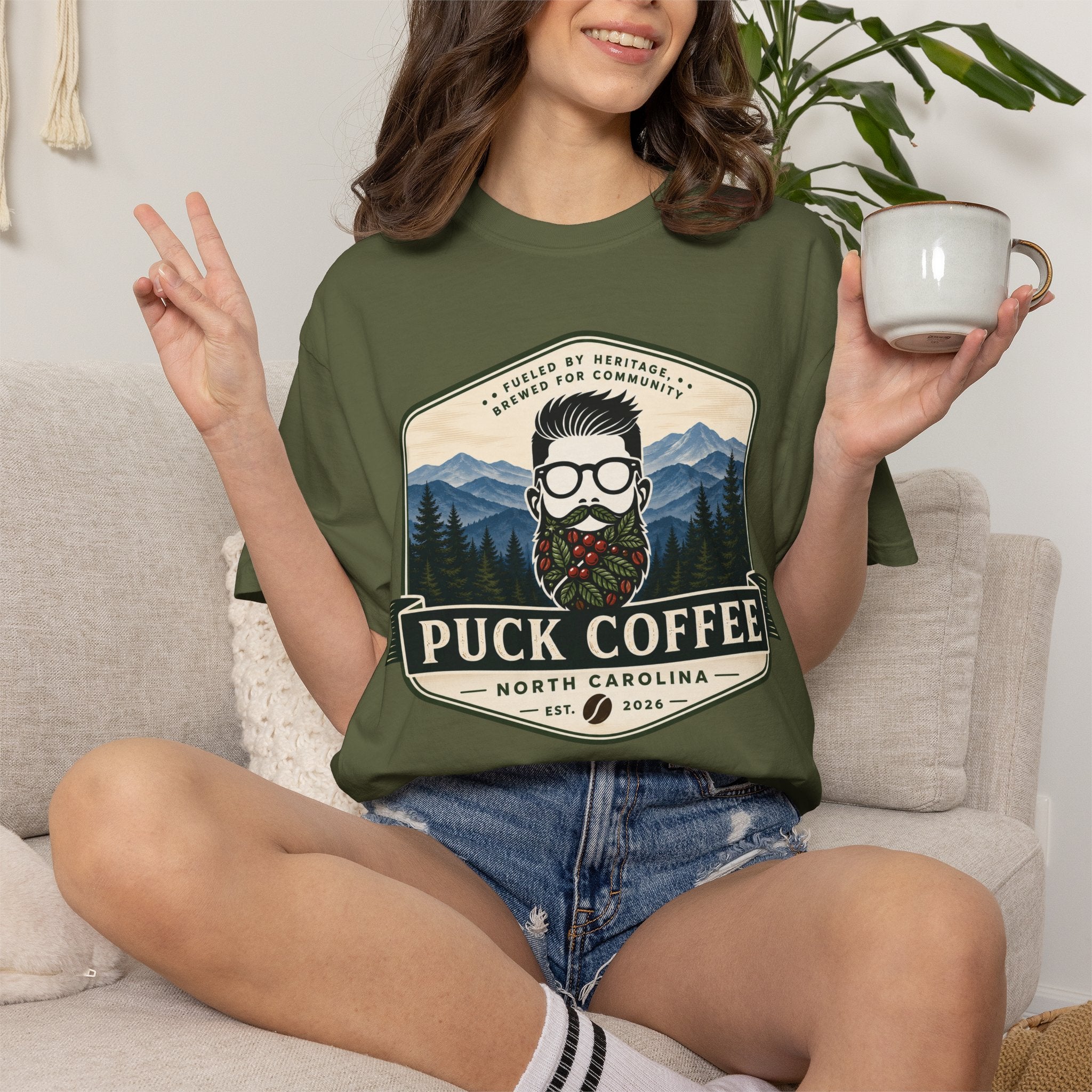 Puck Coffee Graphic T-Shirt — Mountain Beard Coffee Logo Tee