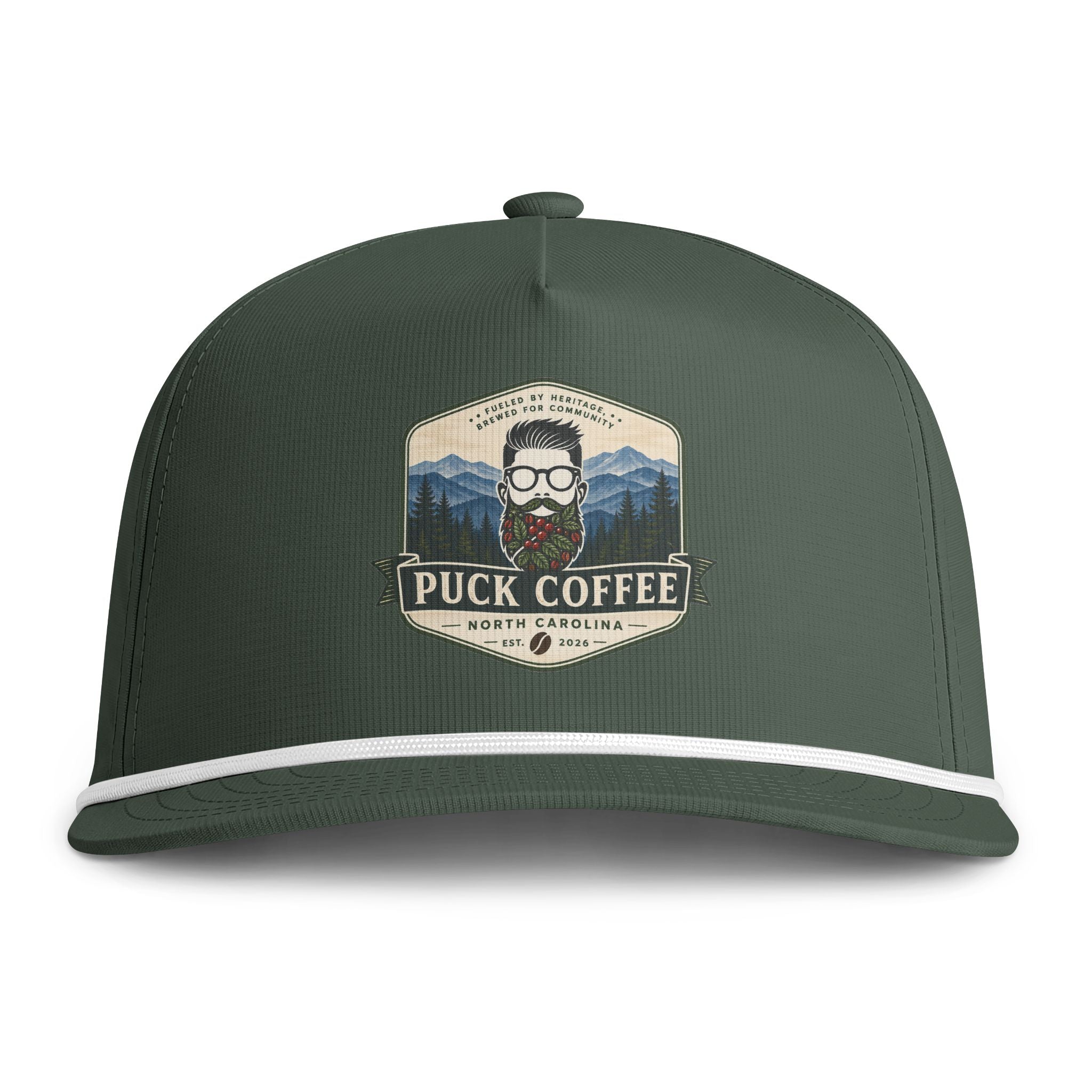 Puck Coffee Rope Cap – Vintage Mountain Coffee Logo Hat