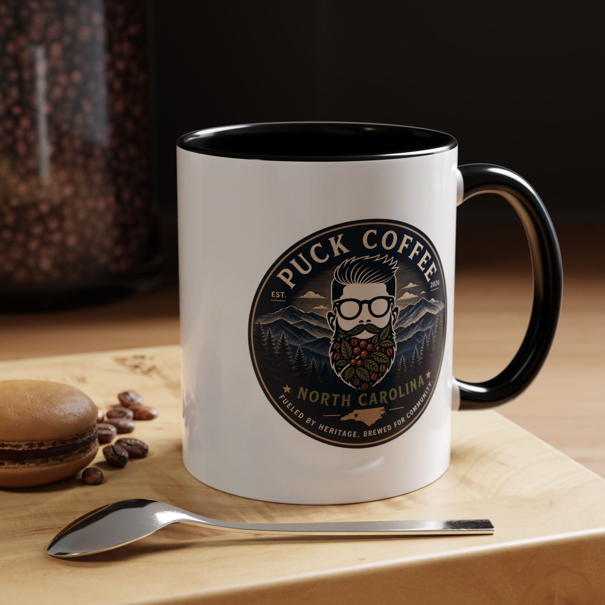 Puck Coffee North Carolina Accent Mug – Mountain Roaster Logo 11/15oz