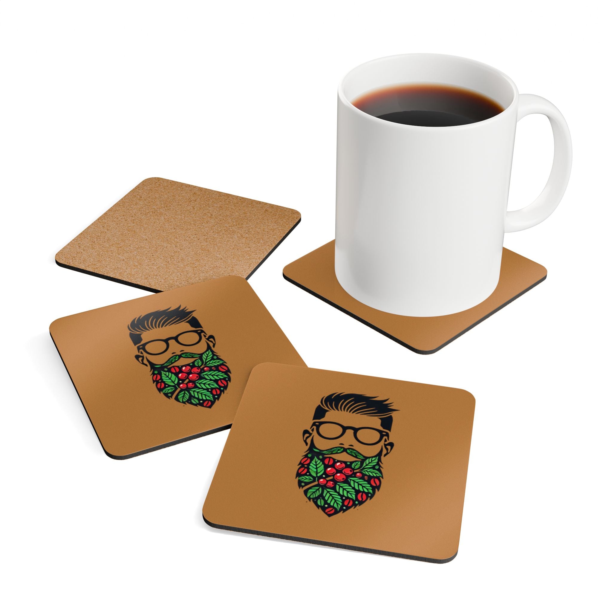 Puck Coffee Cork Coaster Set - Rustic Home Decor for Coffee Lovers & Nature Enthusiasts