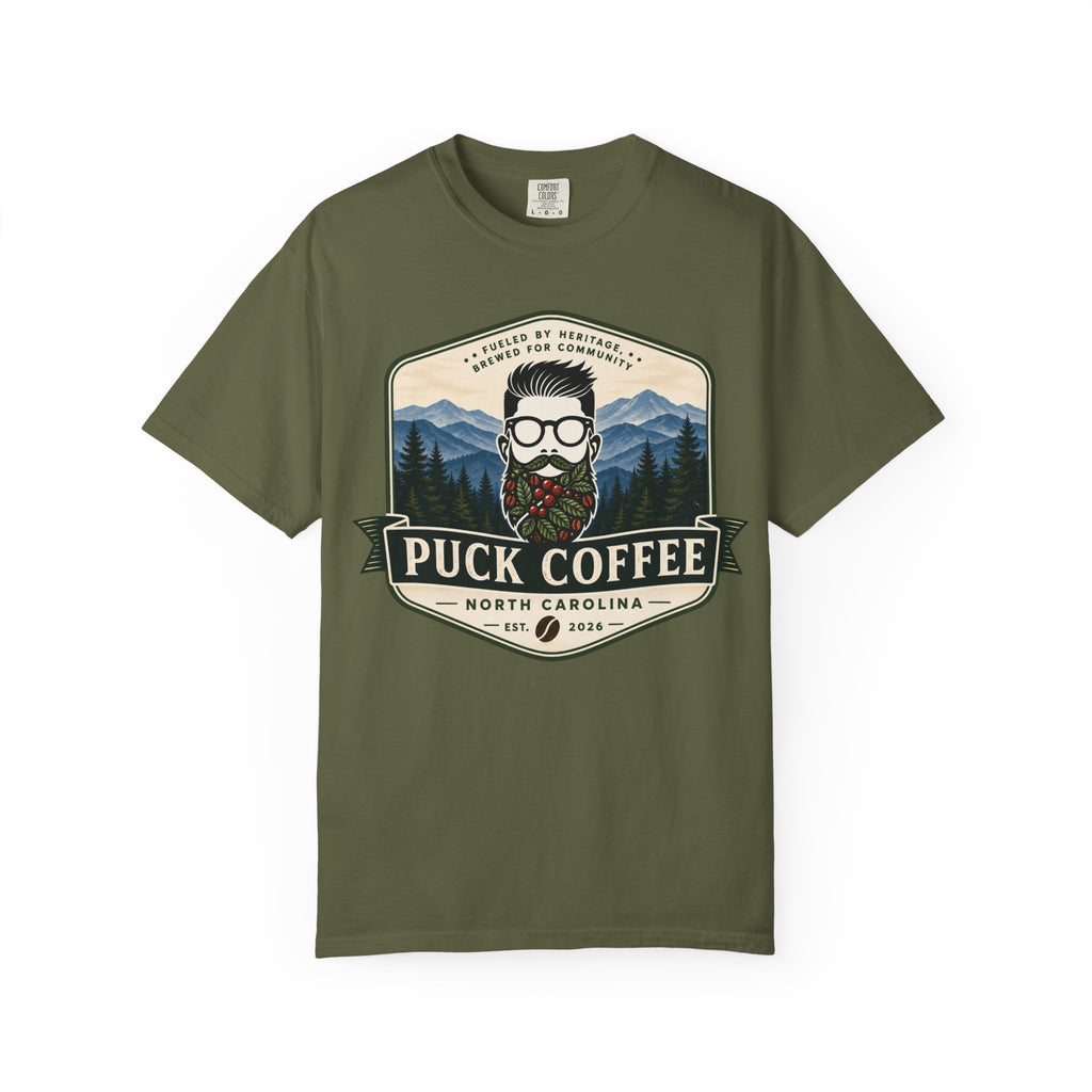 Puck Coffee Graphic T-Shirt — Mountain Beard Coffee Logo Tee