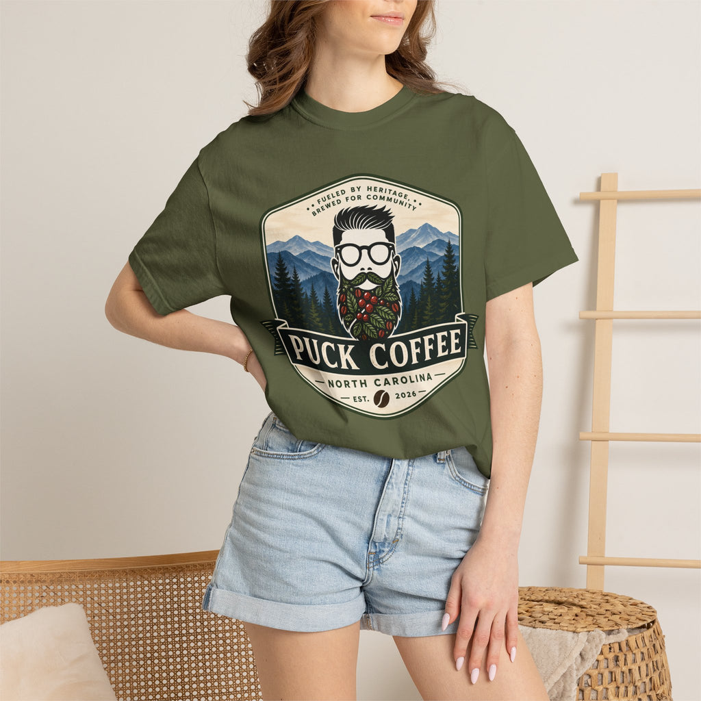 Puck Coffee Graphic T-Shirt — Mountain Beard Coffee Logo Tee
