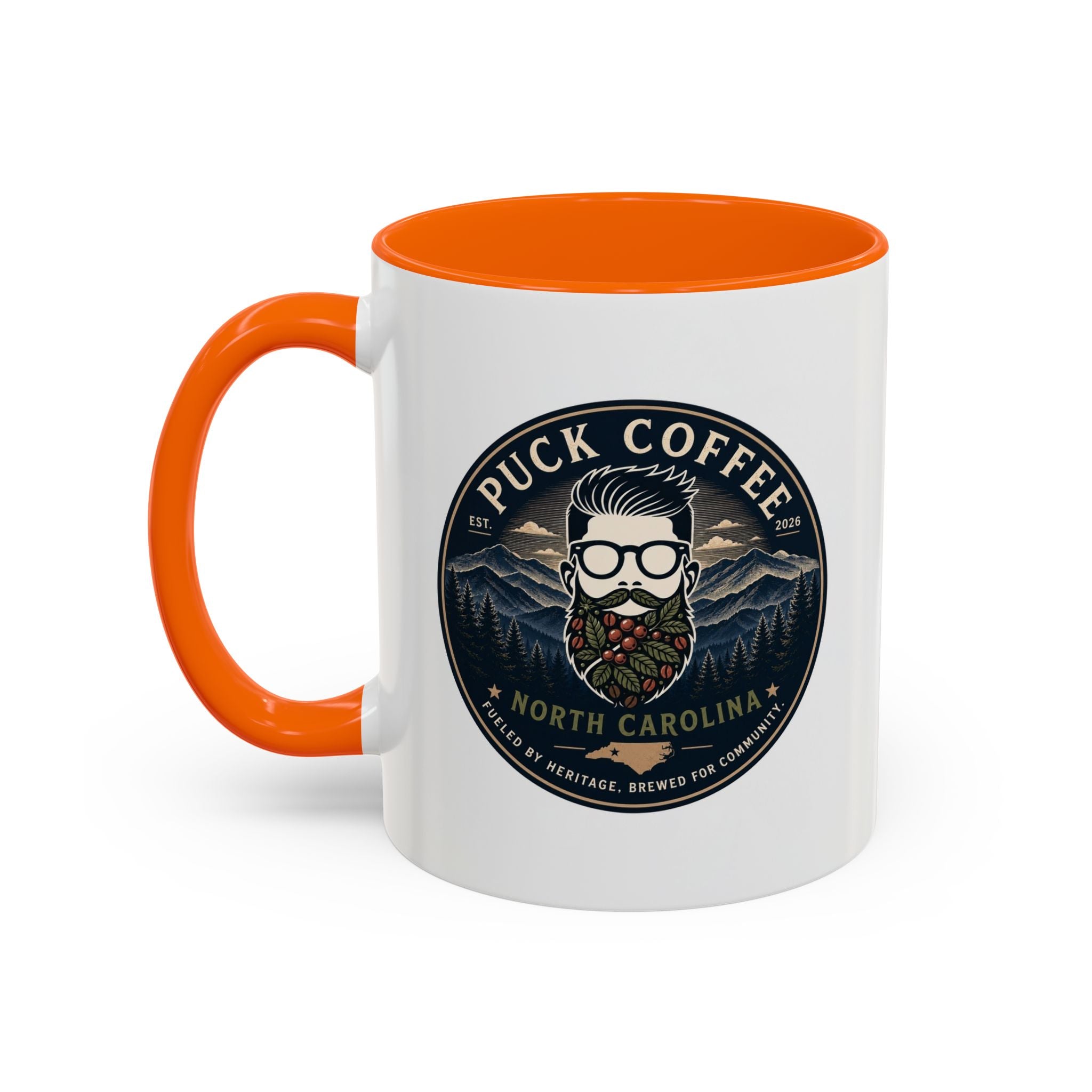 Puck Coffee North Carolina Accent Mug – Mountain Roaster Logo 11/15oz