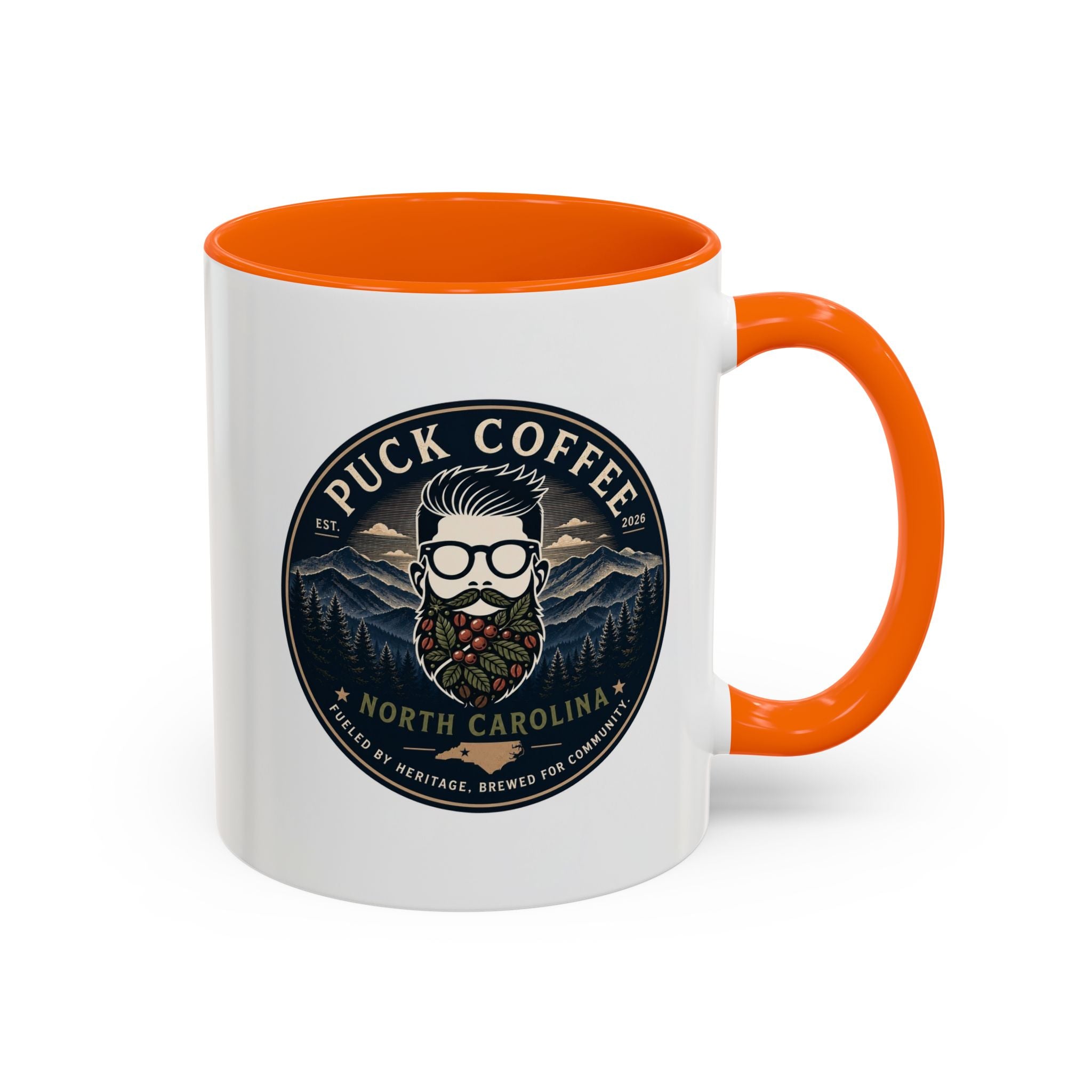 Puck Coffee North Carolina Accent Mug – Mountain Roaster Logo 11/15oz