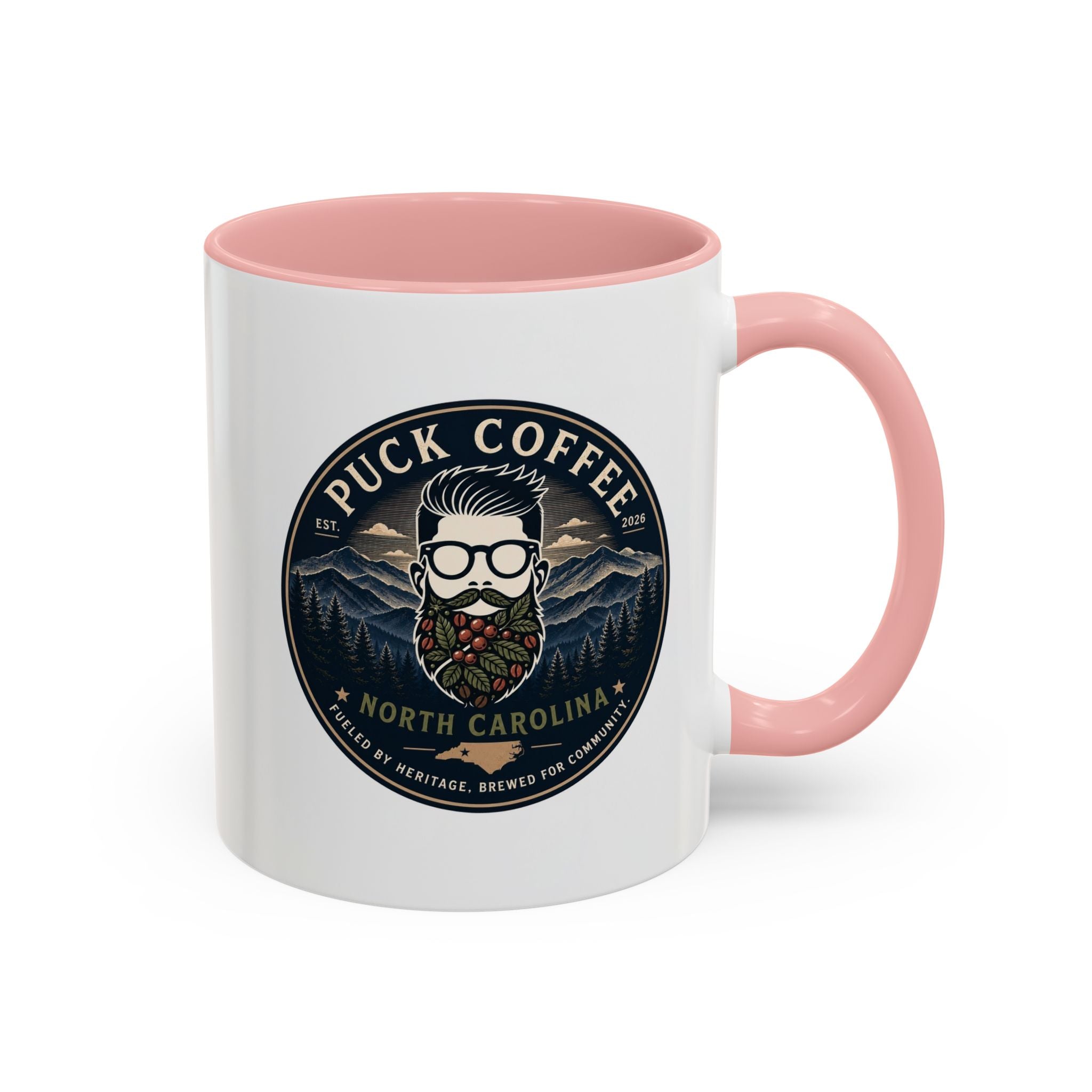 Puck Coffee North Carolina Accent Mug – Mountain Roaster Logo 11/15oz