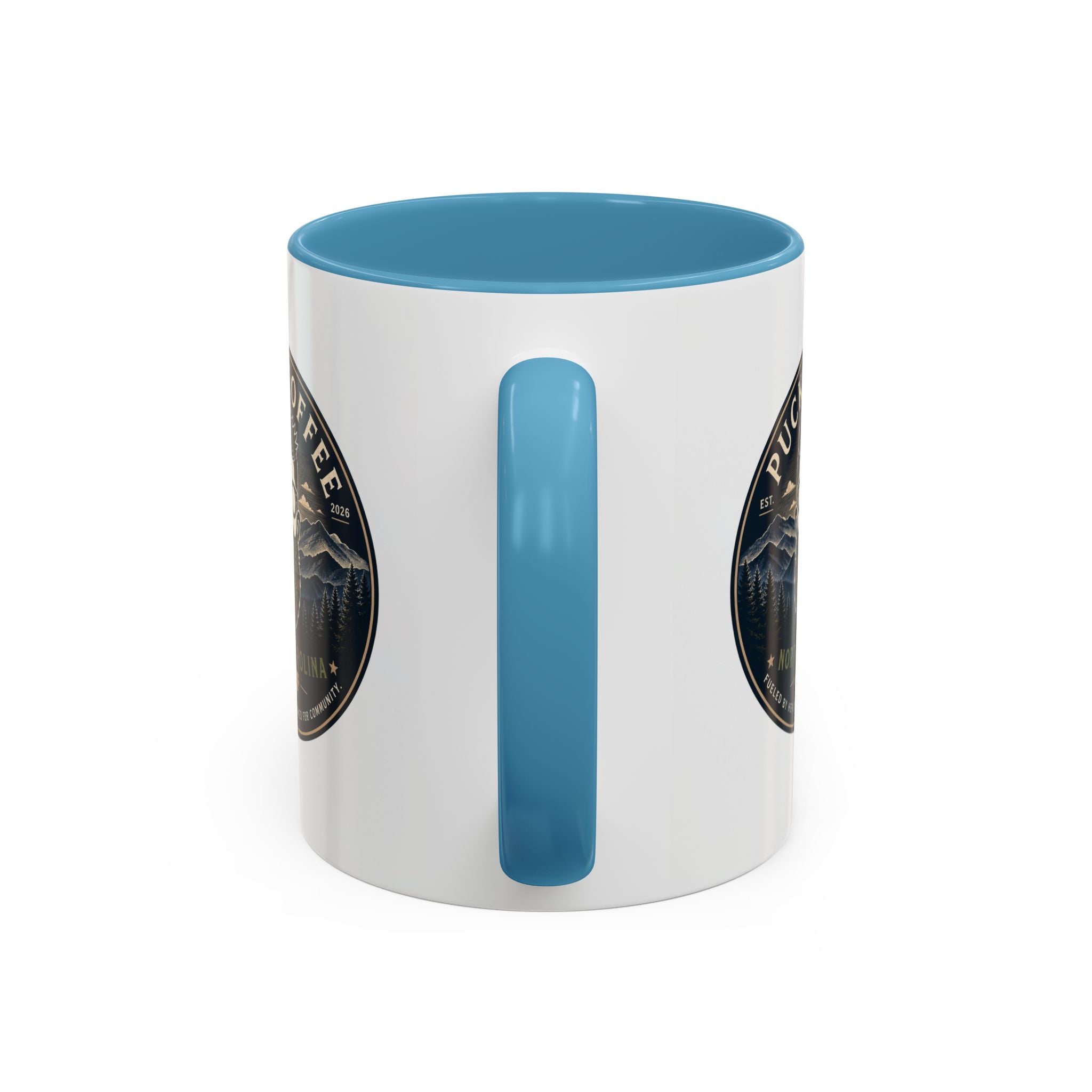 Puck Coffee North Carolina Accent Mug – Mountain Roaster Logo 11/15oz