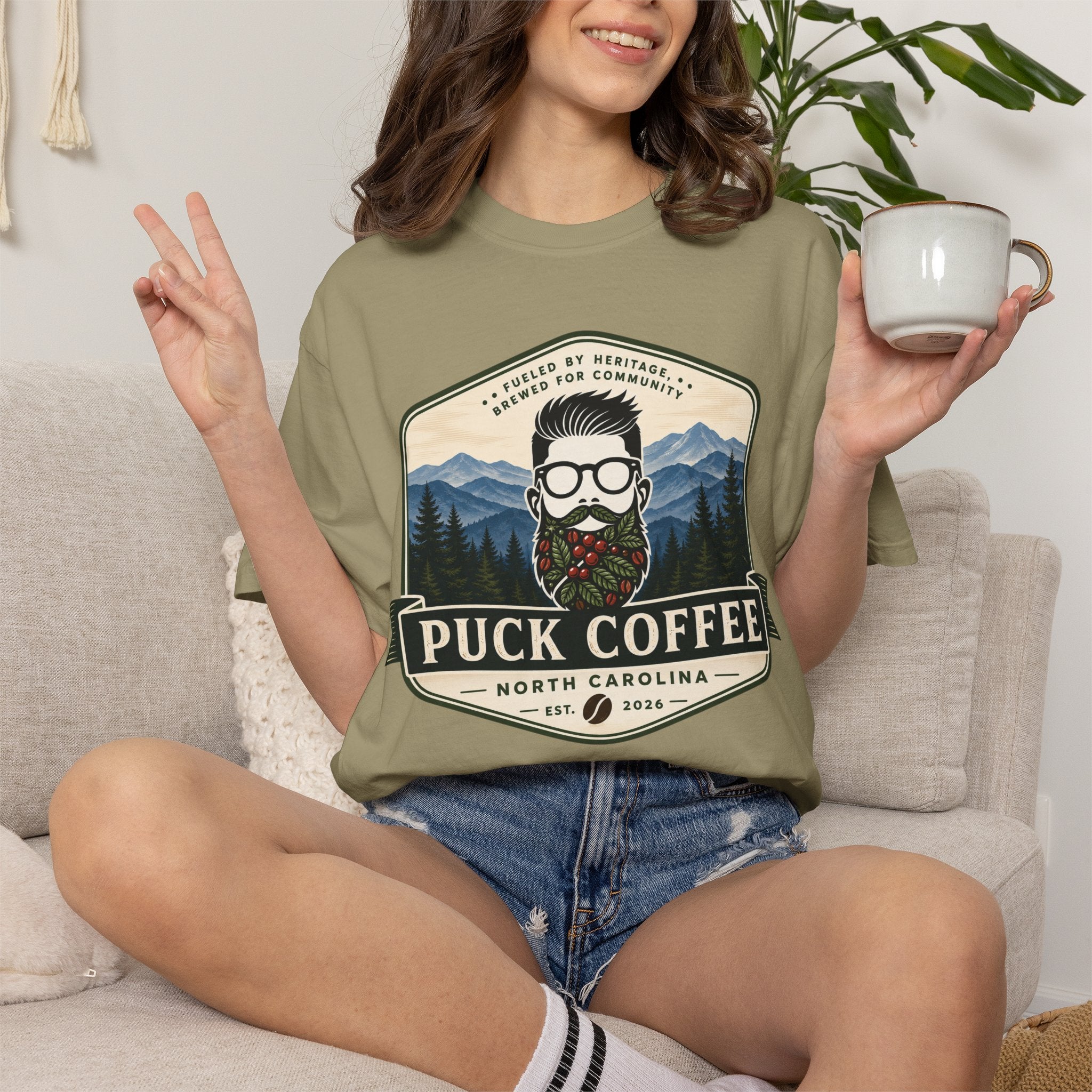 Puck Coffee Graphic T-Shirt — Mountain Beard Coffee Logo Tee