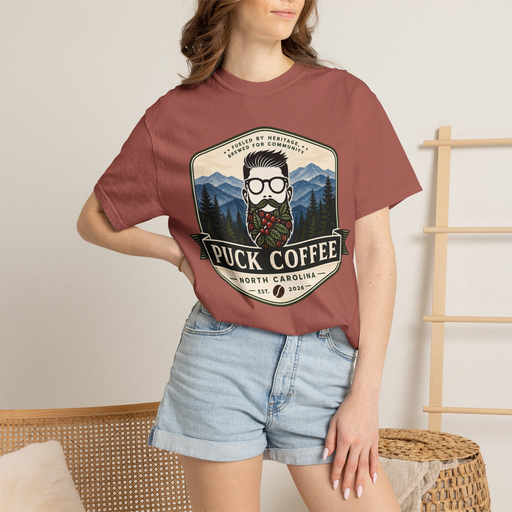 Puck Coffee Graphic T-Shirt — Mountain Beard Coffee Logo Tee