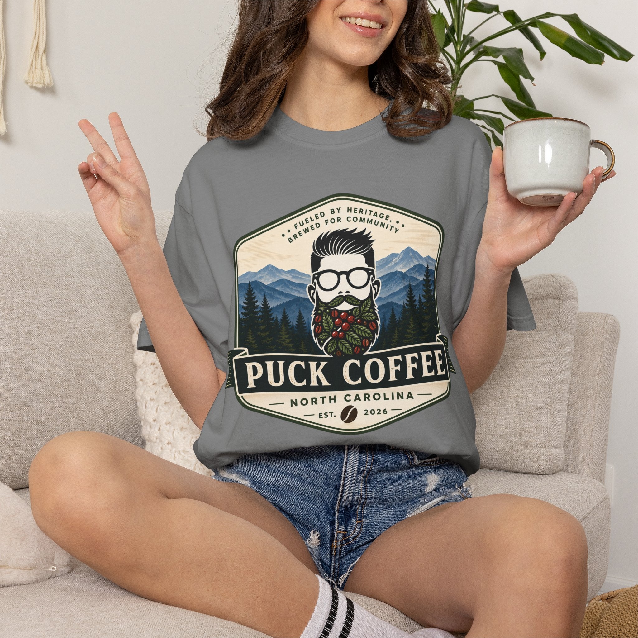 Puck Coffee Graphic T-Shirt — Mountain Beard Coffee Logo Tee