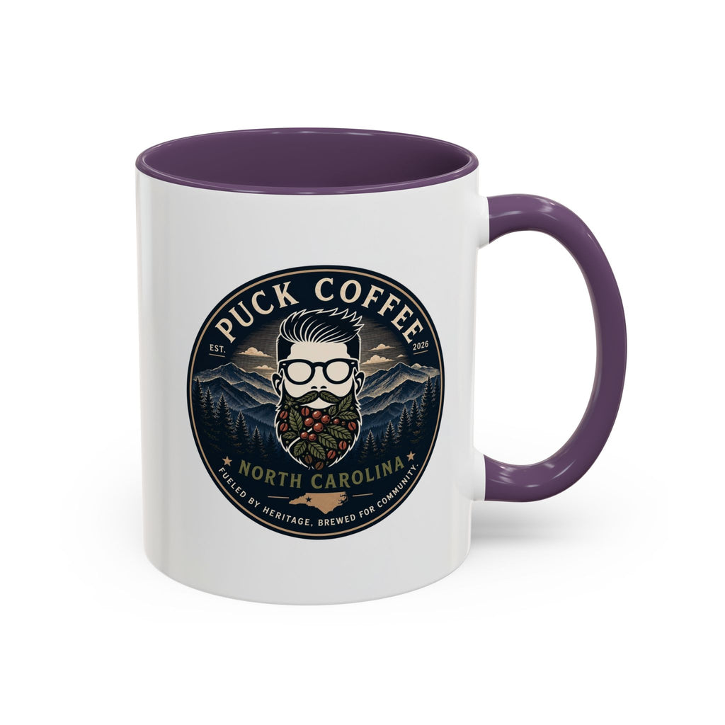 Puck Coffee North Carolina Accent Mug – Mountain Roaster Logo 11/15oz