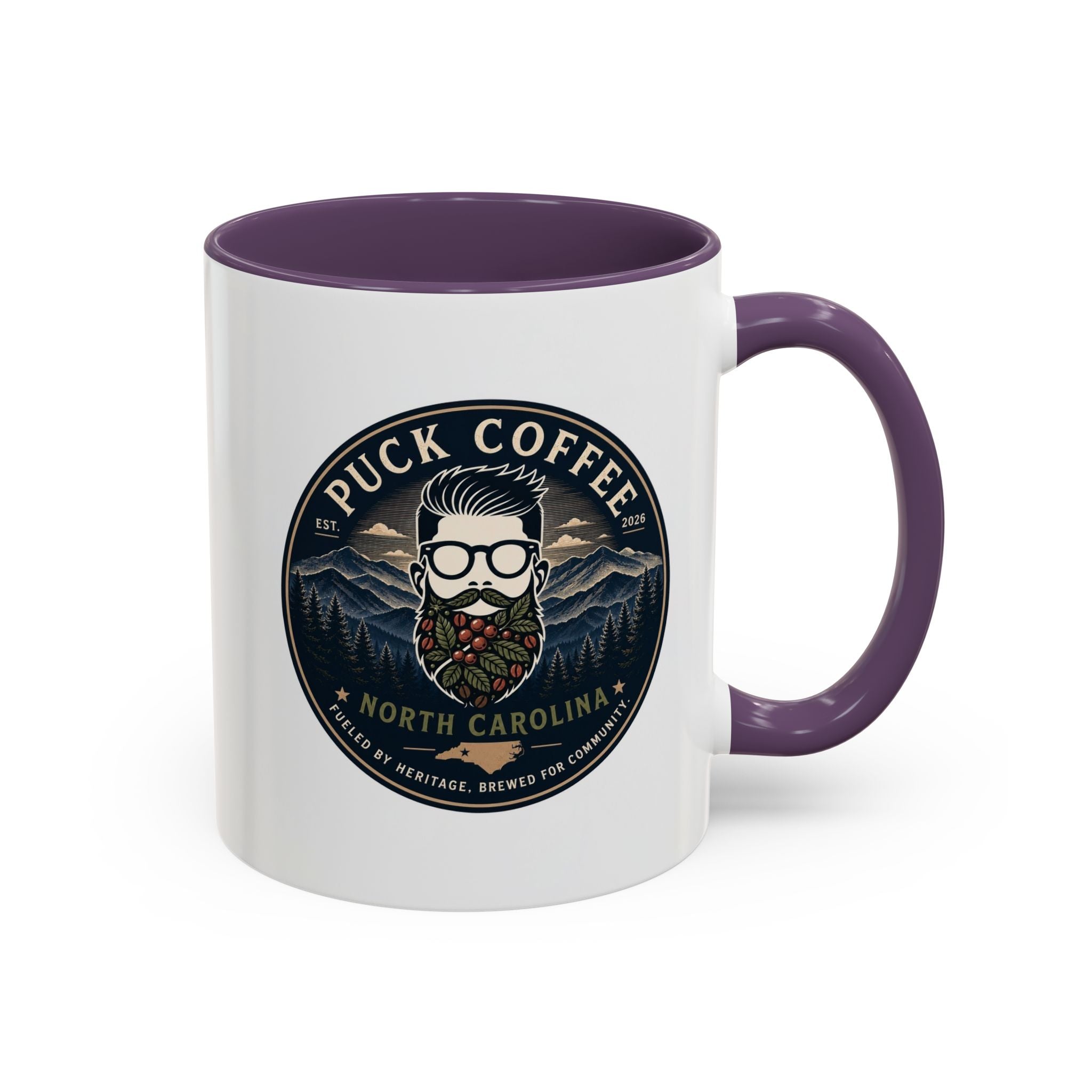 Puck Coffee North Carolina Accent Mug – Mountain Roaster Logo 11/15oz