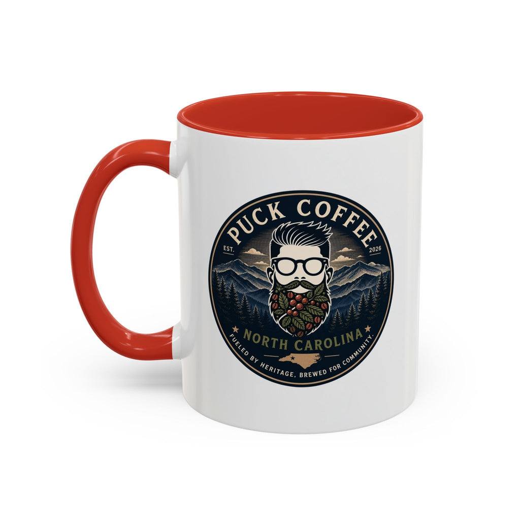 Puck Coffee North Carolina Accent Mug – Mountain Roaster Logo 11/15oz