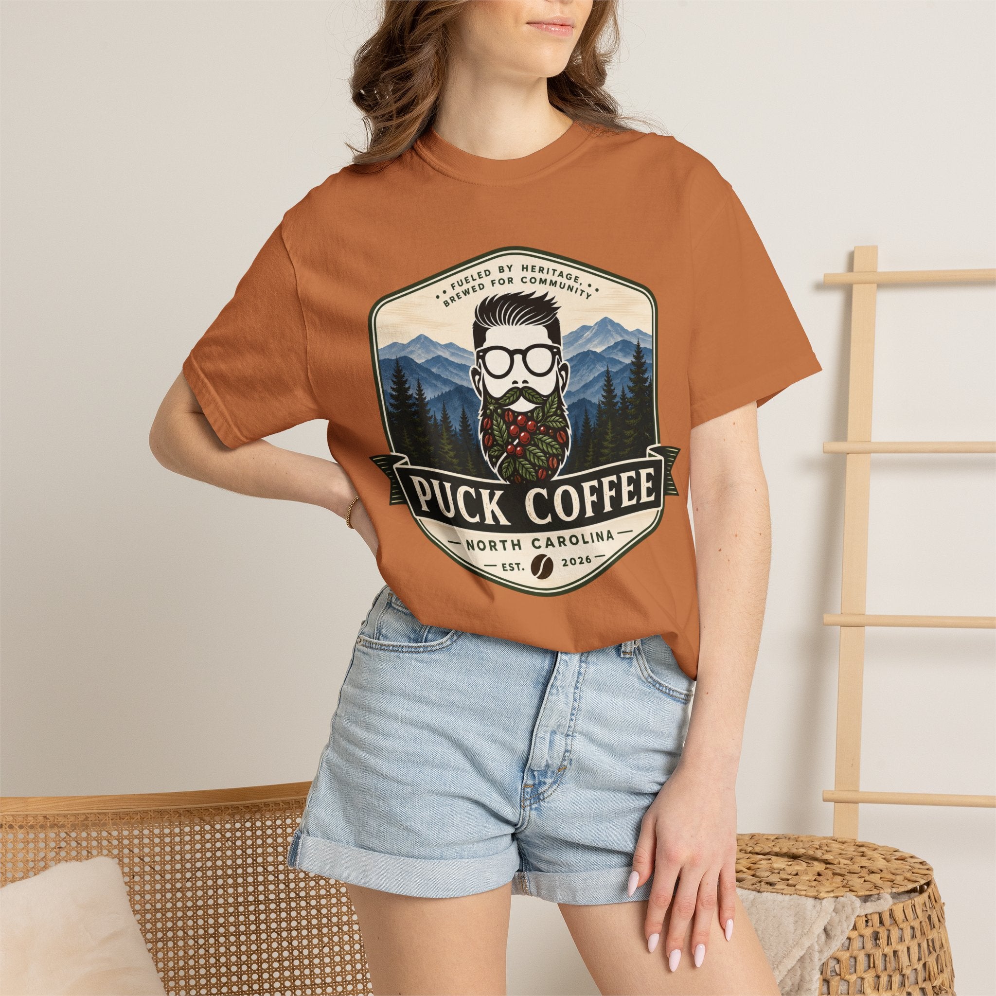 Puck Coffee Graphic T-Shirt — Mountain Beard Coffee Logo Tee