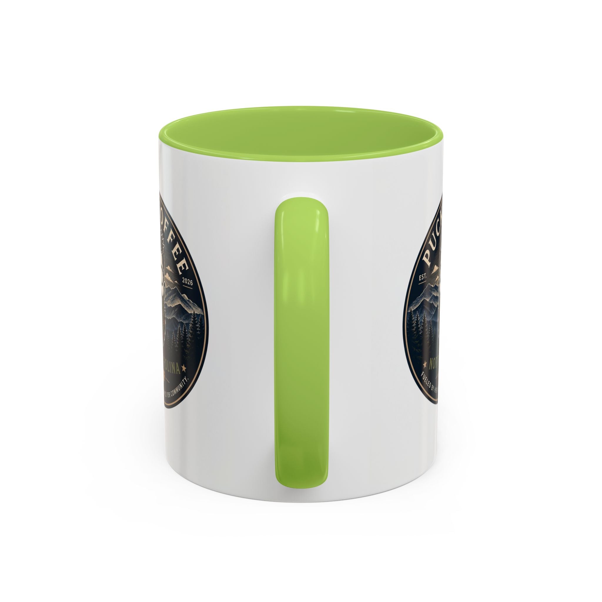 Puck Coffee North Carolina Accent Mug – Mountain Roaster Logo 11/15oz