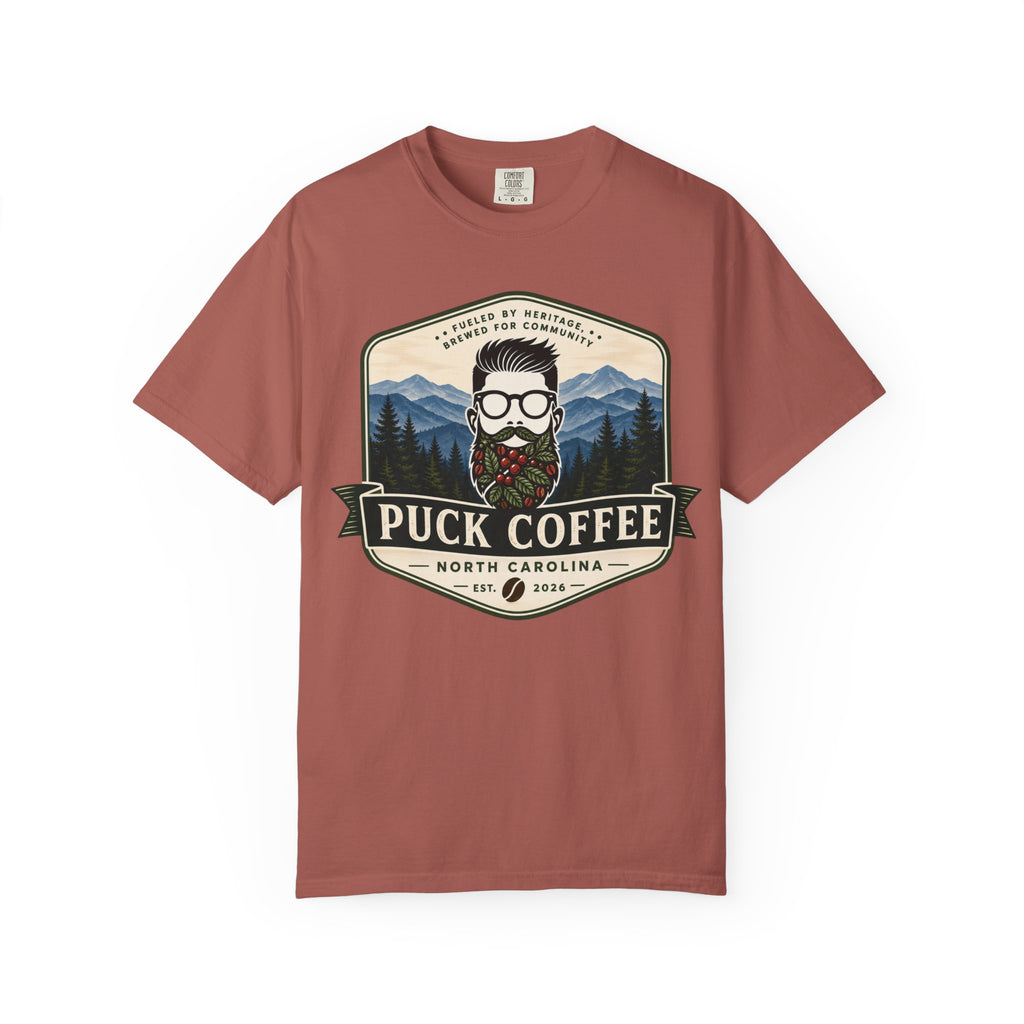 Puck Coffee Graphic T-Shirt — Mountain Beard Coffee Logo Tee