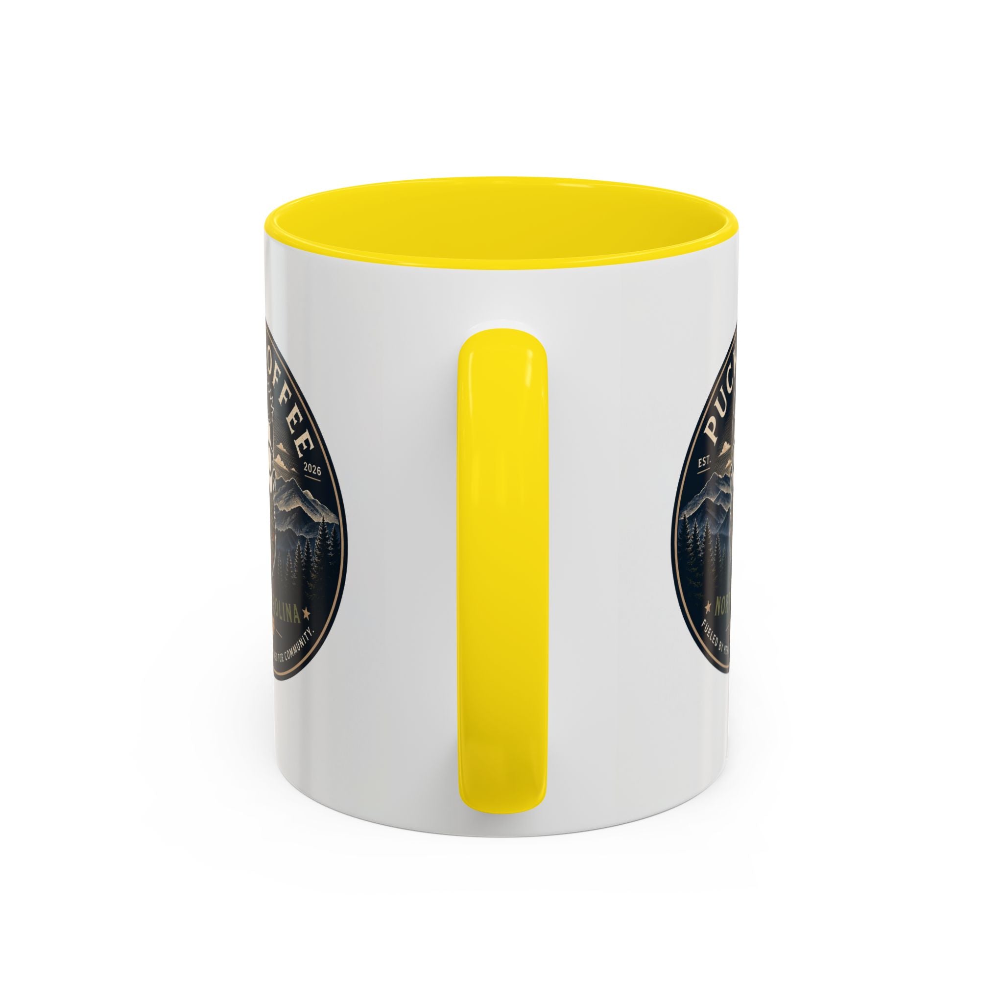 Puck Coffee North Carolina Accent Mug – Mountain Roaster Logo 11/15oz