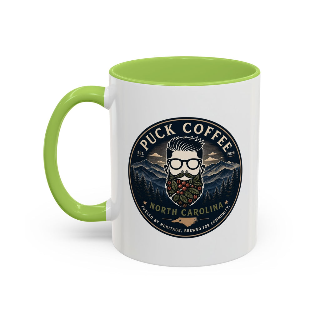 Puck Coffee North Carolina Accent Mug – Mountain Roaster Logo 11/15oz
