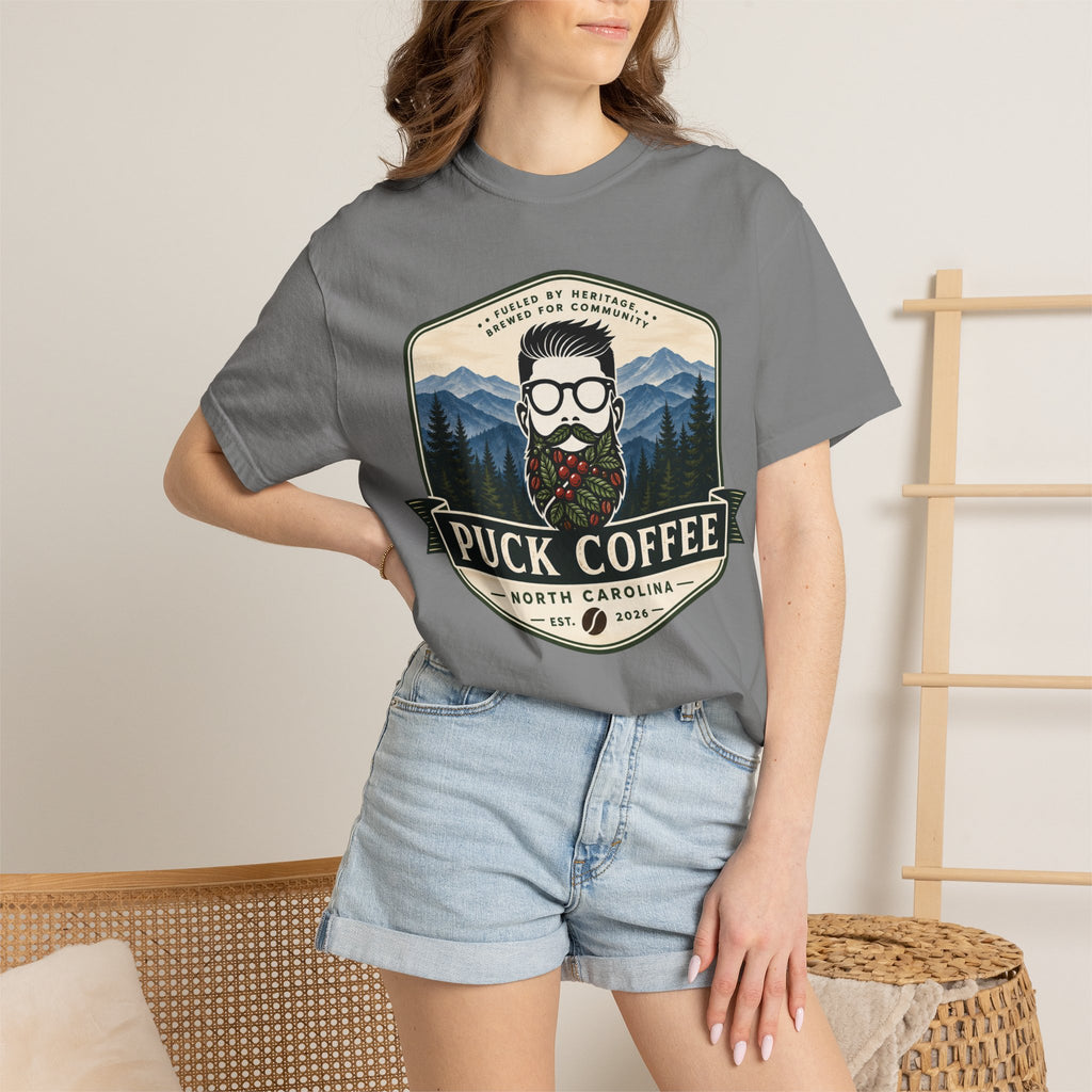 Puck Coffee Graphic T-Shirt — Mountain Beard Coffee Logo Tee